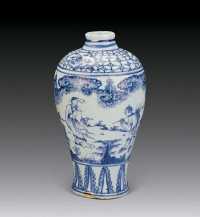 明（十五世纪中叶） 青花深山采药图梅瓶